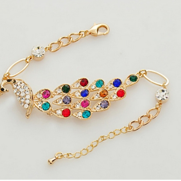 PEACOCK & Gold Waterfall-Tail Bracelet - Picture 9 of 11